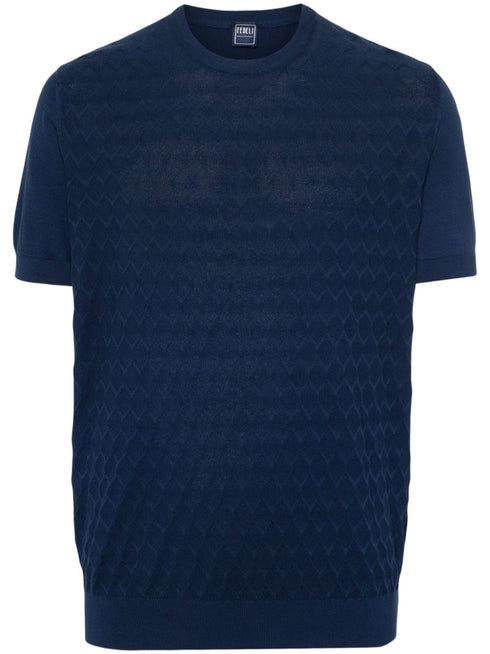 geometric-pattern knitted T-shirt